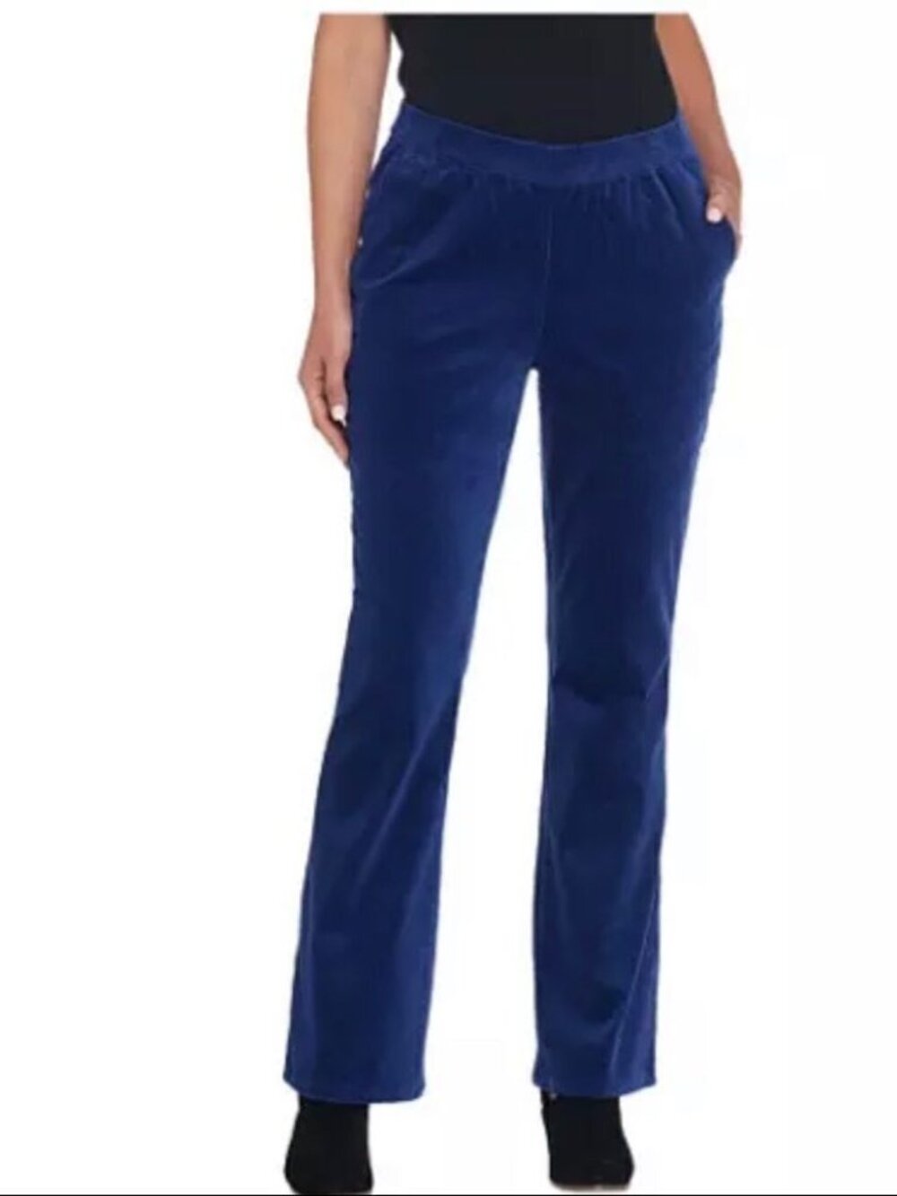 Denim & Co Petite Stretch Corduroy Pull- On Lightly Bootcut Pants